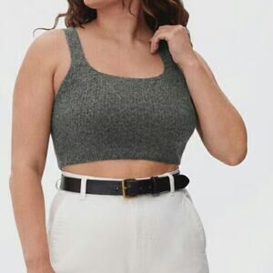 Everlane Cozy Stretch Tank Top Heathered Charcoal Grey Yak Hair Blend Size M New